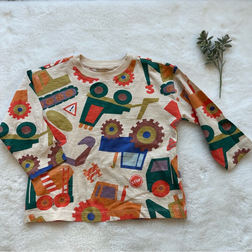 Du Pareil Au Meme | NWOT - Tractor Print Long Sleeve Tee - Size 2T